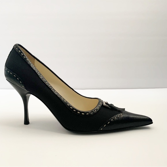 VINTAGE PRADA POINTY BUCKLE THREAD HEEL - Picture 2 of 11